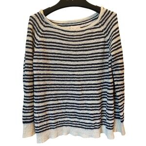 Steven Alan Striped Cotton Sweater Womens S Blue White Lightweight Pullover